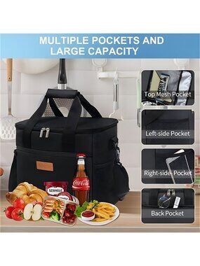 Large Cooler Bag Collapsible 24 Can Insulated Bags Leakproof Lunch Cooler Tote